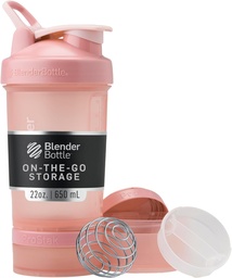 Bouteille de mélangeur de beurre avec organisateur de pilule et de stockage pour poudre de protéines, Classic V2 ProStak System, 22-Ounce, Rose