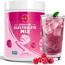 Poudre d'électrolyte – Flacon de framboise (en anglais seulement) Mélange de boisson d'hydratation sans sucre avec 6 électrolytes pour l'énergie, le soulagement et la récupération des crampes