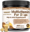 Multivitamine de chien avec minéraux pour la santé globale - Vitamines de chien et suppléments avec glucosamine, probiotiques pour chiots et chiens seniors avec minéraux - Omega 3 Huile de poisson pour la peau et le manteau - 100 Chews