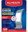 Alle Gesundheit Antibakterielle Sheer Adhesive Bandagen, 3/4 in x 3 in, 160 ct | Hilft, Infektion zu verhindern, Extra großer bequemer Schutz für Erste Hilfe und Wund Pflege