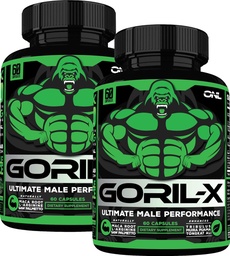 Testosterone Booster Supplement for Men - Goril X Workout Male Enhancing Pills 1000mg - Increase Size, Strength & Energy - with Horny Goat Weed, Tongkat Ali & Tribulus Terrestris - 60 Capsules (2pk)