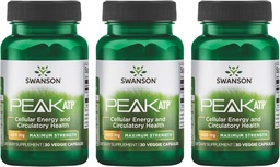Swanson Maximum Strength Peak ATP-Natural Supplement Promoting Cellular Energy Support-Supporte la performance physique et favorise un flux sanguin sain-(30 Capsules Veggie, 400mg chacune) 3 Pack