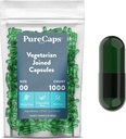 Purecaps USA - Leere Gelatine Pillen Kapseln Größe 00| 1.000 verbundenen Pillens Chlorophyll Colored| Nicht-GMO zertifiziert | SLS, Gluten, Konservierungsmittelfrei
