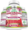 Supplément de poudre de jus de grenade Premium 1200mg, soutient la pression artérielle saine, les articulations, la peau et l'antivieillissement avec poivre noir biopérine, puissant antioxydant avec vitamine C & K, 120 capsules végétaliennes