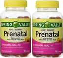 Multivitamine prénatale à l'acide folique et à l'acide DHA (paquet de 2) de la vallée du printemps 180 gommies Total