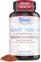 Riz de levure rouge pur par nature avec supplément CoQ10 pour hommes et femmes, 200mg Oméga végétalien 3 par portion, sans gluten sans OGM, 120 capsules