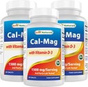 Meilleurs naturels magnésium de calcium avec vitamine D3 1500mg servir 180 comprimés (180 Nombre (paquet de 3))