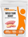 BulkSupplements.com Wild Yam Extract Powder - aus Wurzel, Kräuterergänzung, Wild Yam Supplement - Glutenfrei, 400mg pro Servierung, 500g (1.1 lbs) (Pack von 1)