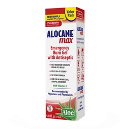 ALOCANE Max Burn Gel, Antiseptic and 4% Lidocaine, First aid Care 4.0 fl oz