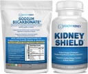 Bio-Natrium-Bicarbonat Alkali-Ergänzung Bundle: 2LB-Pulver für Alkalinität, Säureneutralisator & Nierenunterstützung + 120 Caps Nierenschild für Nierengesundheit, Cleanse & Omega 3 Unterstützung