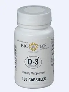 Bio-Tech - D3 (Cholecalciferol) 1000 UI 100 capsules par Bio-Tech