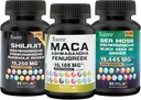 Ensemble de mousse de mer, Shilajit,Maca, Huile de graines noires, Ashwagandha, Ginger, Shilajit, Rhodiola Rosea, Panax Ginseng, Maca Root, Fenugreek, Trifibanol100X,Tous en 1 Suppléments (1 Pack)