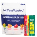 No Days Wasted Hydratation Repleniser Electrolyte Substitut Stick Packets (paquets de bâtons de rechange) Hydratation rapide et vitamines essentielles (paquet de 4 saveurs), sodium, potassium, magnésium, vitamines B, C, D, zinc