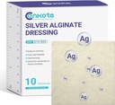 Conkote Silber Alginate Wound Dressing Pads 2” x 2”, 10 Pack, Anti-Stick Padding Ag Patches, hoch absorbierend für Druck Ulcer, Bed Sore und Diabetic Foot Ulcer