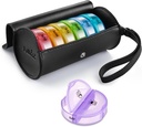 Fullicon PU Case Weekly Pill Box Organisateur 2 fois par jour, Voyagez 7 jours Pill Boxes, Portable Tablet Organisateur avec grands compartiments pour la médecine, les médicaments, la vitamine, suppléments (Noir/Rainbow)