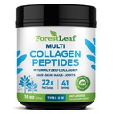 ForestLeaf Collagen Peptides Poudre non aromatisée - Poudre de protéines de collagène kéto hydrolysée de type 1, 2 et 3 - Cheveux vitaux, peau, ongles, articulations, récupération, 11g par portion
