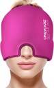 SEULEMENT Couvercle de soulagement de la migraine, Enveloppe de tête de glace de la migraine sans odeur améliorée, Chapeau de soulagement des maux de tête pour la migraine, rose chaud