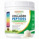 FORTEVIT Collagen Peptides Poudre pour femmes et hommes – Hydrolysed Type I & III – Améliore l'élasticité de la peau, la force des cheveux et des ongles, le soutien articulaire – non aromatisé, gazonné, non OGM, Keto & Paleo – 16 oz Jar