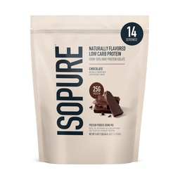 Isopure faible carb 100% pur poudre de protéines de lactosérum, sans gluten, avec des vitamines, chocolat noir, 25g de protéines par portion, 1 Lb, 14 portions (paquetage mai Vary)
