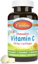 Carlson - Kid's Chewable Vitamine C, 250 mg, 1 g de sucres, le soutien immunitaire et le bien-être optimal, antioxydant, Tangerine, 60 comprimés végétariens
