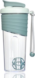 Bouteille de shaker protéinique 24oz – Tritan transparent avec échelle de mesure, poignée en silicone et boule de shaker Teal – parfait pour les shakes protéiniques, smoothies et suppléments