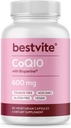 Coenzyme CoQ10 600mg par gélule avec Bioperine (60 capsules végétariennes) Fermenté naturellement - Pas de dioxyde de titane - Pas de remplissage - Pas de stéarate - Vegan - Sans gluten - Non OGM