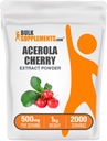 BulkSupplements.com Poudre d'extrait de cerise d'acérola - supplément naturel de vitamine C, poudre de cerise d'acérola - végétalien et sans gluten, 500mg par portion, 1kg (2,2 lbs) (paquet de 1)