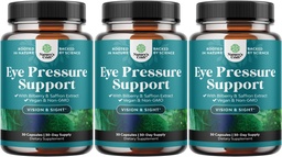 Eye Pressure Support with Bilberry Extract - Vegan Eye Health Supplement for Adults For Ocular Pressure Relief with Saffron Ginkgo Niacin and More Vitamins Vision Support (3 Month Supply)