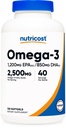 Nutricost Omega 3 Huile de poisson - 2500MG, 120 Softgels (40 portions) - Huile de poisson, prise sauvage! 1200mg EPA 850mg DHA - non-OGM, sans gluten