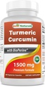 Best Naturals Kurkumin 1500mg/Serving mit Bioperine - 180 Veggie Kapseln