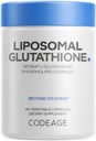 Codeage Liposomal Glutathion Supplement - Reine reduzierte Setria L-Glutathione, Liposomale Lieferung, Phospholipid-Komplex - Verkapselte Glutathione Pulver Pillen - Vegan, Non-GMO - 60 Kapseln