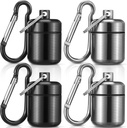 Hicarer 4 Pack Ohrstecker Tragetasche Tragbare Pillenhalter Gehäuse Wasserdichte Metall kleine Pillen Container Träger für Ohrstöpsel und Schmuckhalter (schwarz, grau)