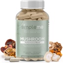 Simpleme Multi-Mushroom Supplement - Complexe pour le cerveau, le soutien immunitaire, Nootropics - Mix performance avec Lions Mane, Turkey Tail, Reishi, Cordyceps, Chaga, Maitake, Shiitake et plus - 60 capsules