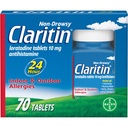 Claritin 24 heures contre l'allergie Médecine, anti-allergie non somnolente, Loratadine Antihistamine Comprimés, 70 Compte