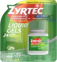 Zyrtec 24 heures à l'intérieur et à l'extérieur Gels liquides allergiques, Capsules antihistaminiques avec chlorhydrate de cétirizine pour soulager l'allergie toute la journée, 40 ct (paquet de 2)