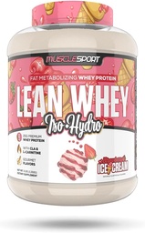 Musclesport Poudre de protéines Lean Whey RevolutionTM - Isolation de protéines Whey - Faible teneur en calories, faible teneur en glucides, faible teneur en gras, parfums incroyables - 25g Protéines par scoop - 5lb Fraise Creme