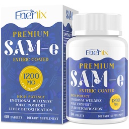 1200 MG SAM e Supplément pour le cerveau, l'humeur, les articulations et le foie, haute absorption SAM-e (S-Adenosyl-L-Méthionine) avec CoQ10, 5-HTP, enrobé entérique 60 comprimés, végétalien