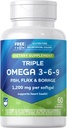 Aid au rite Triple Omega 3, 6, 9 Softgels - 60 Compte de l'huile de poisson pour soutenir un coeur en santé, DHA et EPA, l'huile de lin et de borage