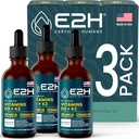 E2H EARTH TO HUMANS Vitamin D3 & K2 Ergänzung für Immununterstützung - Flüssiges Vitamin D3 5000 IU - Made in The USA | Non-GMO, Vegan - (3 Flaschen)