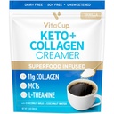 VitaCup Keto + Collagène Crème à café Vanilla Flavor avec MCT, protéine de collagène, eau de coco, L-Theanine pour le régime kéto, utilisation dans le café, smoothies, & Shakes, sans lait, sans gluten, sans soja, 10oz