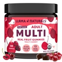Lama Naturals Multivitamine pour les femmes et les hommes, Vegan, Gommies organiques avec vitamine D, C et K, Adultes Vitamines Gommy de fruits réels, Supplément de multivitamines à croquer, Pas d'ajout de canne à sucre, Cerise, 120 Ct