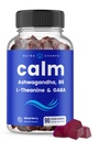 NutraChamps Calm Gummies, Stress Gummies Supplement with Ashwagandha, L-Theanine, GABA, Vitamin B6 & Lemon Balm, Supports Mood, Focus & Stress Relief, Natural Berry, 90 Gummies