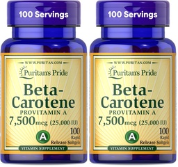 La fierté de Puritan Beta Carotène pour la santé immunitaire et oculaire pour soutenir un système immunitaire sain 100 Softgels (paquet de 2)