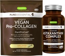 Vegan Vanilla Collagen Protein Powder + Astaxanthin Complex Vegan Bundle, Collagen Boosting Formula + Natural 4mg H. Pluvialis Astaxanthin for Hair, Skin & Nails, by Igennus
