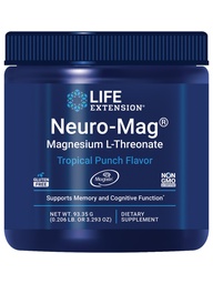 Prolongation de vie Neuro-Mag Magnésium L-Thréonate Poudre (Tropical Punch) - Magnésium ultra-absorbable - Soutient la mémoire, le focus, la fonction cognitive et l'humeur - sans gluten, sans OGM, végétarien (30 portions)