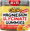 Center-Filled Magnesium Glycinate Gummis 400MG - Hohe Absorption für Kinder, Jugendliche & Erwachsene - Zuschlag für Schlaf, Beruhigung und Muskelentspannung mit B6 & D3 - Glutenfrei & Vegan freundlich - 60 Zähler