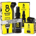 Bard Club Premium Derma Roller & Biotin Beard Growth Vitamine Spray - Microneedle Roller pour les hommes et les femmes avec 540 Microneedles Titanium - Bard Roller & Bead Oil pour le visage, le corps et le scalp