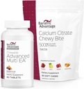 Bariatric Vorteil Chewable Advanced Multi EA ohne Eisen - Mixed Fruit, 60 Graf und Calcium Citrate Chewy Bites 500 mg - Sortiment Obst Geschmack, 90 Graf