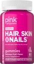 PINK Hair Skin Nails Gummie | 60 Count | Plus Collagen & Biotin | Non-GMO & Gluten Kostenlose Vitamine für Frauen | Erdbeeren Flavor