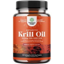 Huile de krill antarctique 500mg Softgels - supplément d'huile de krill Omega 3 avec EPA DHA & Astaxanthin pour le cerveau articulaire et le cœur - 3e laboratoire de partie testé Aucun OGM de gluten ou arrière-goût de poisson (jusqu'à 8 mois d'approvisionnement)